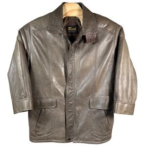 Reed Leather Jacket‎ Mens 42 Brown Zip Up Quilted Lined Made in USA Vintage Coat